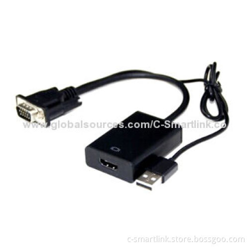 VGA to HDMI Adapter, Supports VGA and Audio Formats, HDCP 1.2 Version, 1,080PNew